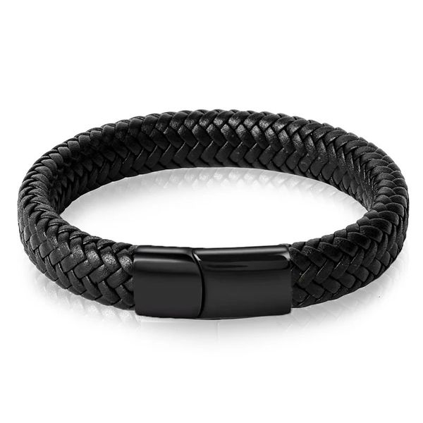 Classic 16 brins Traité Bracelet en cuir authentique Men de bijoux Charmes Bracelets en acier inoxydable pour les femmes Gift 240417