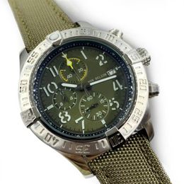 Reloj clásico 1884 para hombre de alta calidad, relojes con correa para hombre, correa de cuero de nailon verde militar, relojes de pulsera de lujo para hombre 46mm2411