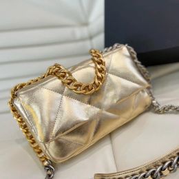 Klassieke 19 mini flapzakken kleurrijke multicolor laser echte lederen handtassen gouden zilveren metalen ketting crossbody tas luxurys ontwerper schoudertas dames tas