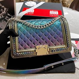 Ieboy clásico de lujo con brillo nacarado, bolso cruzado de diseñador degradado, bolso de hombro de marca francesa a la moda para mujer, bolso de mano de alta calidad para mujer, bolso mensajero de cuero genuino