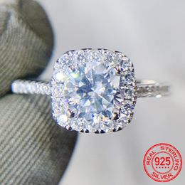 Anillo de compromiso de diamante de laboratorio clásico de 1ct, anillo de plata de ley 925 para mujer, anillo de aniversario, anillos de boda, joyería de plata 925 XR461