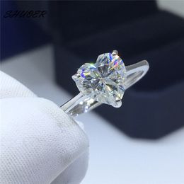 Klassieke 2 Pass Diamond Tester D Kleur Moissanite Hart Ring 925 Sterling Zilver Briljant Snijd Love Stone Ringen voor Vrouwen