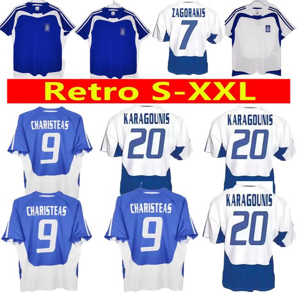 Classic 2004 Soccer Jerseys Greece 2004 Retro Charisteas Giakoumakis Nikolaidis Zagorakis Karagounis Greece Men Shirts Home Away Vintage Jersey for Football Shir