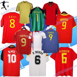 Klassieke doelman uit 2010 Spines Retro Soccer Jersey 96 08 10 12 Casillas Xavi Luis Alonso Pique Torres Camiseta de futbol voetbal shirts