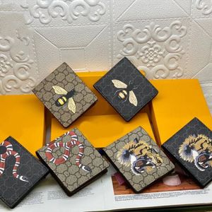 Hombres calientes Diseñadores de animales Cartera corta Moda Cuero Negro Serpiente Tigre Abeja Mujeres Monedero de lujo Titulares de tarjetas con caja de regalo Pequeños titulares Monederos dhagte Carteras