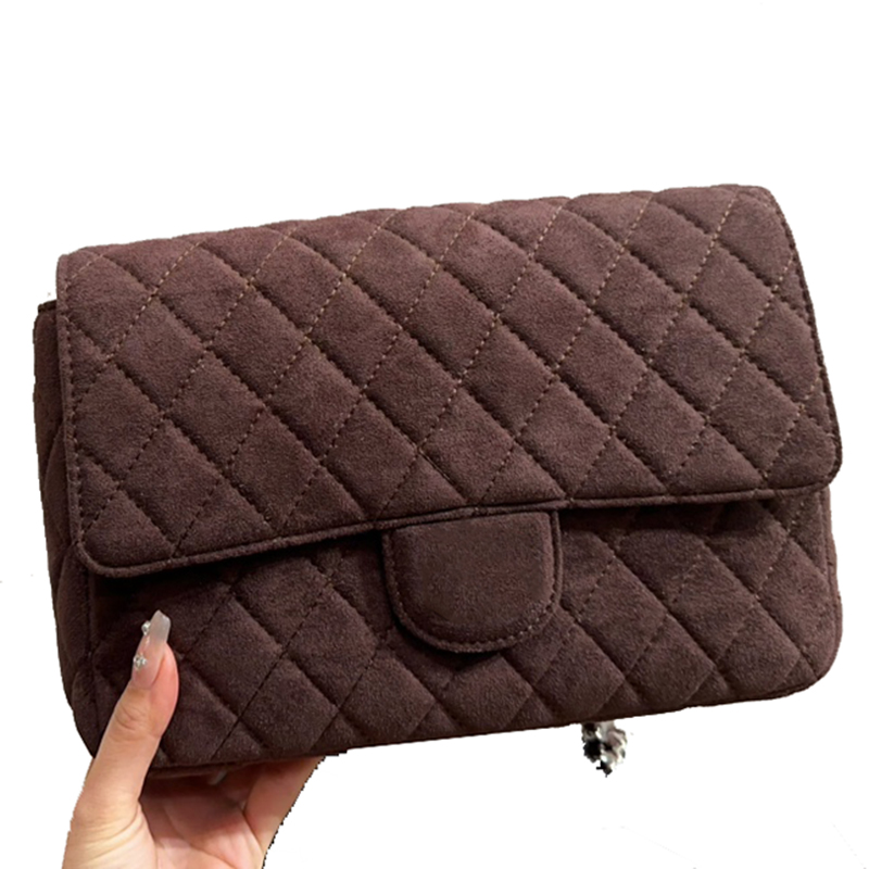 Classic 23 Borsa a tracolla da donna in pelle scamosciata nuova Marca francese Doppia lettera Designer Borsa a tracolla di alta qualità Borsa a catena con reticolo di diamanti di grande capacità