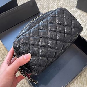 Klassieke 24C Litchi Patroon Mini Clutch Bags Handtassen Frankrijk Merk Gewatteerde Dubbele Rits Dames Cosmetische Tas Luxe Designer Echt Leer Dames Toilettas