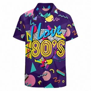 Camisa hawaiana con estampado 3D clásico para hombres Funky Retro Graphics Party Shirt Manga corta Butt Up Shirt Street Y2k Ropa N9B5 #