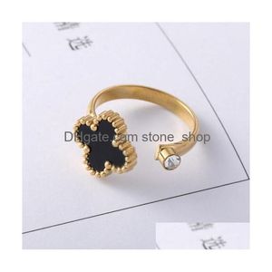 Klassieke 4 Klavertje Vier Ring Diamanten Gouden Bruiloft Open Ringen Merk Sieraden Valentijnsdag Moeders Dag Cadeau Drop Levering Dht0Y