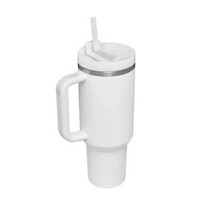 Tasses classiques de gobelets de grande capacité de sublimation d'acier inoxydable de 40 oz avec paille de couvercle de poignée en silicone tasses de voiture de voyage de 2e génération bouteilles d'eau isolées sous vide