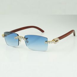 Klassieke 5,0 mm diamanthouten zonnebril 3524012 met originele houten bril, Directe verkoop, maat: 56-18-135 mm