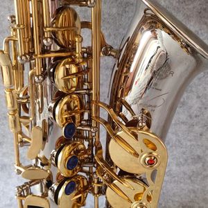 Classic 54 altsaxofoon Es vernikkeld zilveren body gouden sleutel dubbele ribversterking een-op-een gegraveerd jazzinstrument met patroon