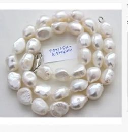 Collier classique de perles blanches baroques naturelles de la mer du sud, 9-10mm, 18 pouces, 240312