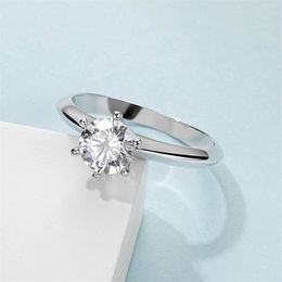 Klassieke 925 zilveren ring 1ct GH Color Simple Style Anniversary Ring Ring Sieraden 211217