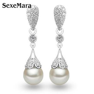 Boucles d'oreilles longues classiques en argent Sterling 925, cristal clair, goutte d'eau, bijoux de fête de mariage pour femmes, Whole212s