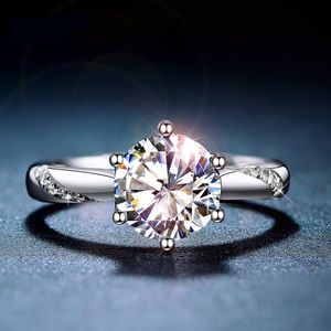 Klassieke 925 Sterling Silver Moissanite Ring 1CT IJ Color Lab Diamond sieraden eenvoudige stijl jubileumring