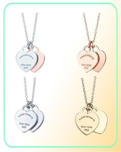 Klassiek 925 Sterling Silver ketting Dubbel hart hanger dames039S mode sieraden origineel 11 hoge kwaliteit terugkeer 2106217041571