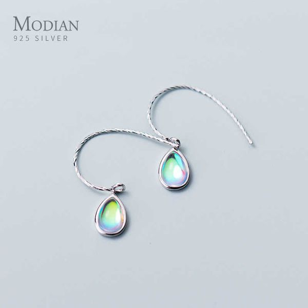 Classique 925 Sterling Silver Vintage Opal Crystal Drop Boucles D'oreilles De Mode Or Couleur Dangle Oreille Pour Les Femmes Fine Jewelry Cadeaux 210707