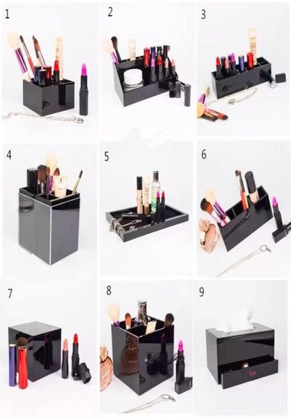 Caja clásica de maquillaje acrílico Soporte cosmético de escritorio Herramientas de maquillaje Herramientas de maquillaje Lipstick Bandeja de almacenamiento Bandeja para cajas de bodas3970539