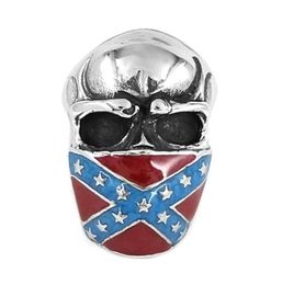 Klassieke Amerikaanse Vlag Ongelovige Schedel Ring Rvs Sieraden Vintage Ster Motor Biker Mannen Ring SWR06584942908