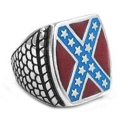 Bague drapeau américain classique, bijoux en acier inoxydable, mode étoiles rouges et bleues, bague de motard pour hommes, SWR0270331E