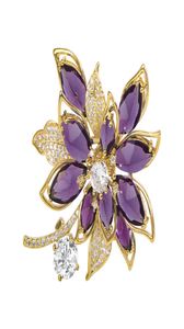 Broches classiques en Zircon pour femmes, pétales d'améthyste, Micro diamant, broche de Corsage de luxe, costume, vêtements, bijoux, accessoires 6550839