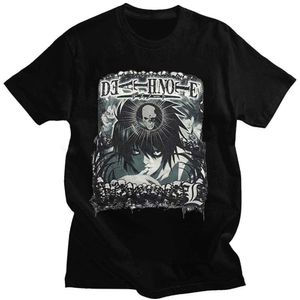 Klassieke Anime Death Note Tshirt voor Mannen Korte Mouwen Print Lawliet Tee Shirt Puur Katoen Mysterie Manga T-shirt Kleding Gift P0806