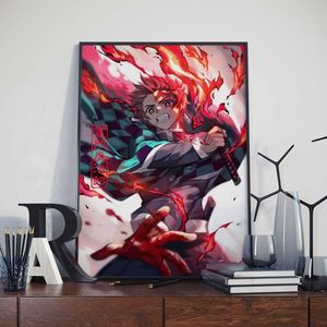 Cuadro sobre lienzo para pared Modular de Anime clásico Anime japonés BNHA Deku Manga My Hero Academia Posters Demon Slayer Prints Kids Room decoración de pared Cuadros