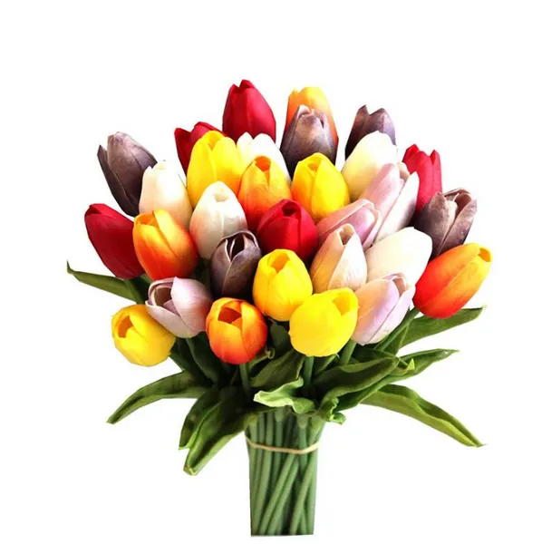 Fleurs de tulipes artificielles classiques, fausses fleurs de tulipes en Latex PU pour décoration de maison, fête de mariage, Festival, 30 pièces