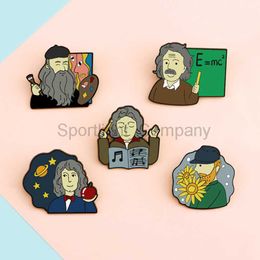 Broche d'artiste classique Van Gogh Beethoven Newton Picasso, épingles en émail pour sac à dos, vêtements, Badge à revers, bijoux pour femmes et hommes