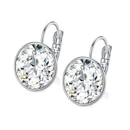 Boucles d'oreilles classiques en cristal autrichien pour femmes, Bijoux ronds clairs à la mode, cadeau de saint valentin 240228