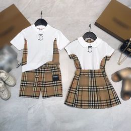 Clásico B Childrens Fashion Fashion Boys Girl Sleved Sleved Skirt Summen Kids Set de dos piezas Ropa CSD2401086-6