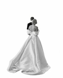 Robe de bal classique blanc mariage Dr hors de l'épaule 2024 Satin Backl plaine bout à bout robe de mariée balayage train robe de Novia a99O #