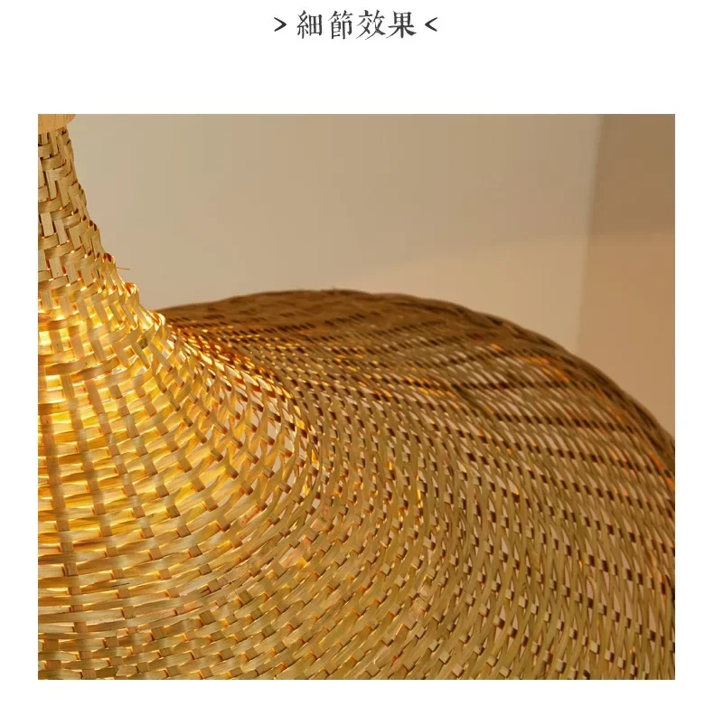 Klasyczny bambus rattan wiklinowy żyrandol lampa sufitowa ręcznie robiona dzianina wiszące światło wiszące LED LUDE
