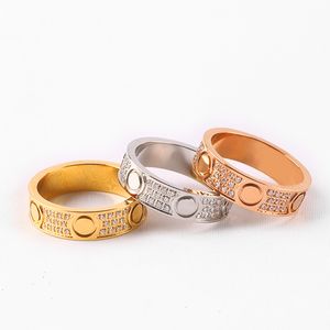 klassieke bandringen liefdesring titanium staal heren dames met diamanten letter gouden ringen designer luxe vriendin bruiloft sieraden