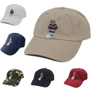 Klassiek honkbal Polo borduurwerk trui beer Men039S hoed zwarte marine kaki voetbal vintage mannen cap hoed nieuw met tag voor groothandel7401808
