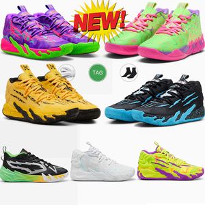 Zapatillas de baloncesto para hombre Pumaa MB 03 Mujeres zapatos Purple Glimmer Green Gecko Pumaa Negro brillante Aqua Sport Saféy Stakers Black Sneakers Tamaño 35.5-45