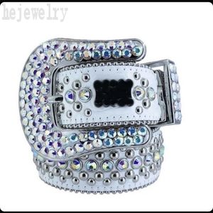 Klassieke BB -riemen Luxe lederen riem voor heren volwassen casual outdoor verstelbare cinturones ingelegde Rhinestone large buckle brede diamant designer riemen pj003 b23