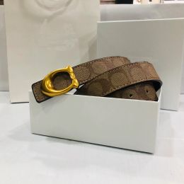 Ceinture classique avec boucle en métal pour femmes, ceinture imprimée de styliste pour hommes d'affaires, ceinture dorée de haute qualité