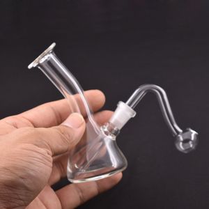 Articles les plus vendus classiques Mini bécher en verre Bong 10mm femelle brûleur à mazout en verre Bong recycleur Dab Rig Ashcatcher Bong avec tuyau de brûleur à mazout en verre mâle 2 pièces