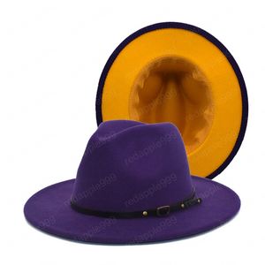 Chapeau melon noir classique unisexe laine Fedora chapeau feutre Jazz casquettes ceinture hommes large bord Vintage église chapeaux