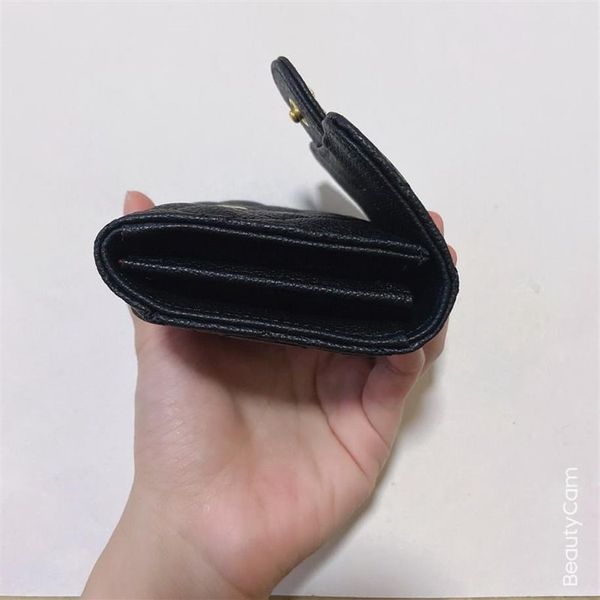 Classique noir bouton flip pinces à billets main prendre porte-monnaie porte-carte portefeuilles pour dames articles de mode préférés cadeau de fête 240E