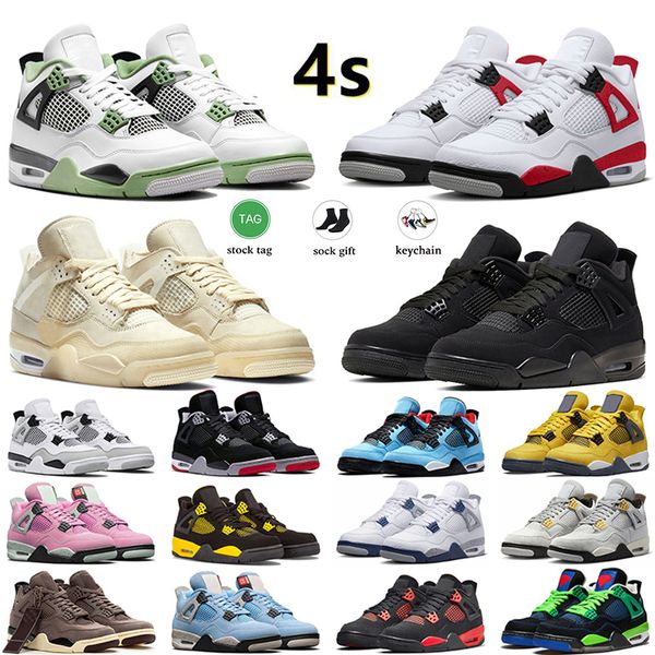 Classic Black Cats 4s Og Jump Man Shoes Basketball Shoes Thunder 4 hommes Femmes Blanc Oreos Sail Canvas Pure Money Photo Dust Bred Sneakers Sports 36-47