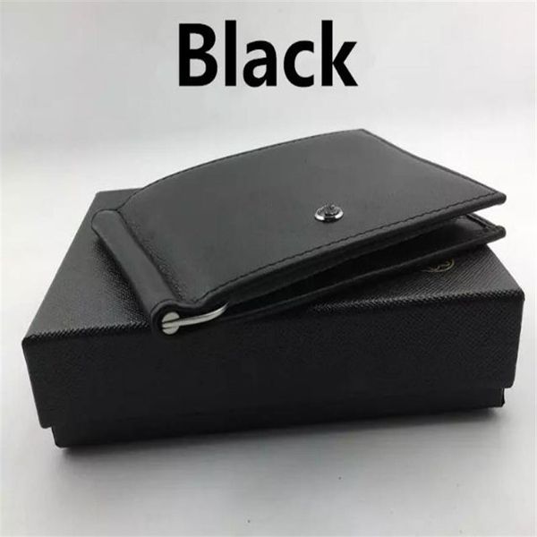 Classic noir authentique cuir bifold m￢le porte billfold portefeuille Clip de l'argent des hommes pour la caisse de luxe POUC311E