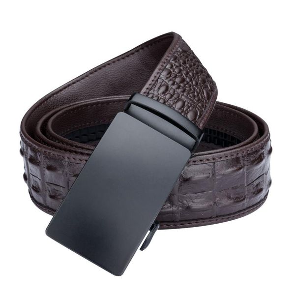 Classique noir hommes boucle ceinture pour hommes en cuir marron jeans décontractés mode Crocodile luxe taille ceintures FB-0050