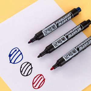Marqueur Permanent classique noir rouge bleu, stylos à huile imperméables indélébiles, stylos marqueurs imperméables, papeterie scolaire et de bureau