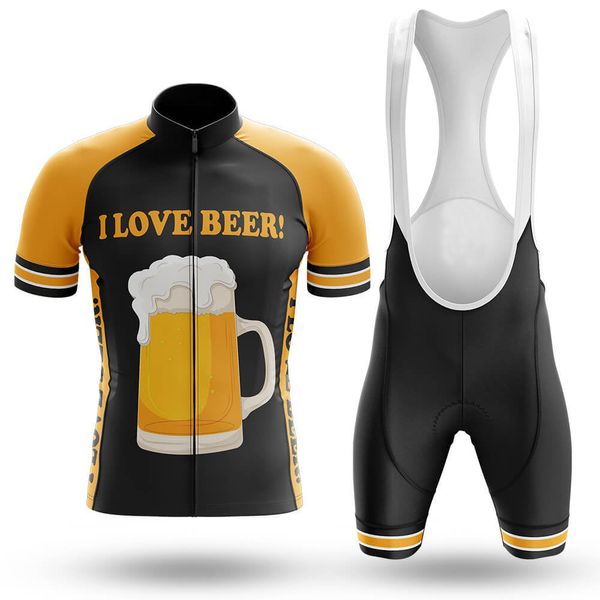 Classic Black Retro Beer Men's Pro Team Cycling Jersey Set Bicicleta de vía ecológica de carretera seca y transpirable