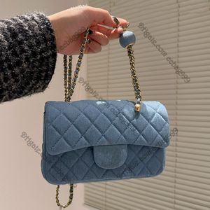 24SS Klassiek Blauw Denim Flap Designer Tassen Goud Metaal Hardware Verstelknop Diamant Gewatteerde Luxe Handtassen Multi Pochette Sacoche Schouder Crossbody Zakjes 20cm