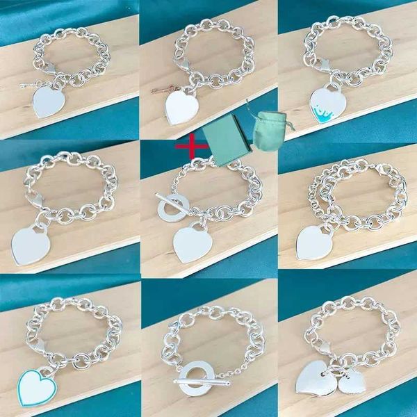 Collier bracelet classique coeur bleu en argent sterling 925 non oxydant et inchangé laid