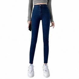 Classique Blue Jeans Femmes Taille Haute Super Élastique Y2K Esthétique Fi Capris 2024 Urban Femme Denim Pantalon Streetwear Tendance O2jm #
